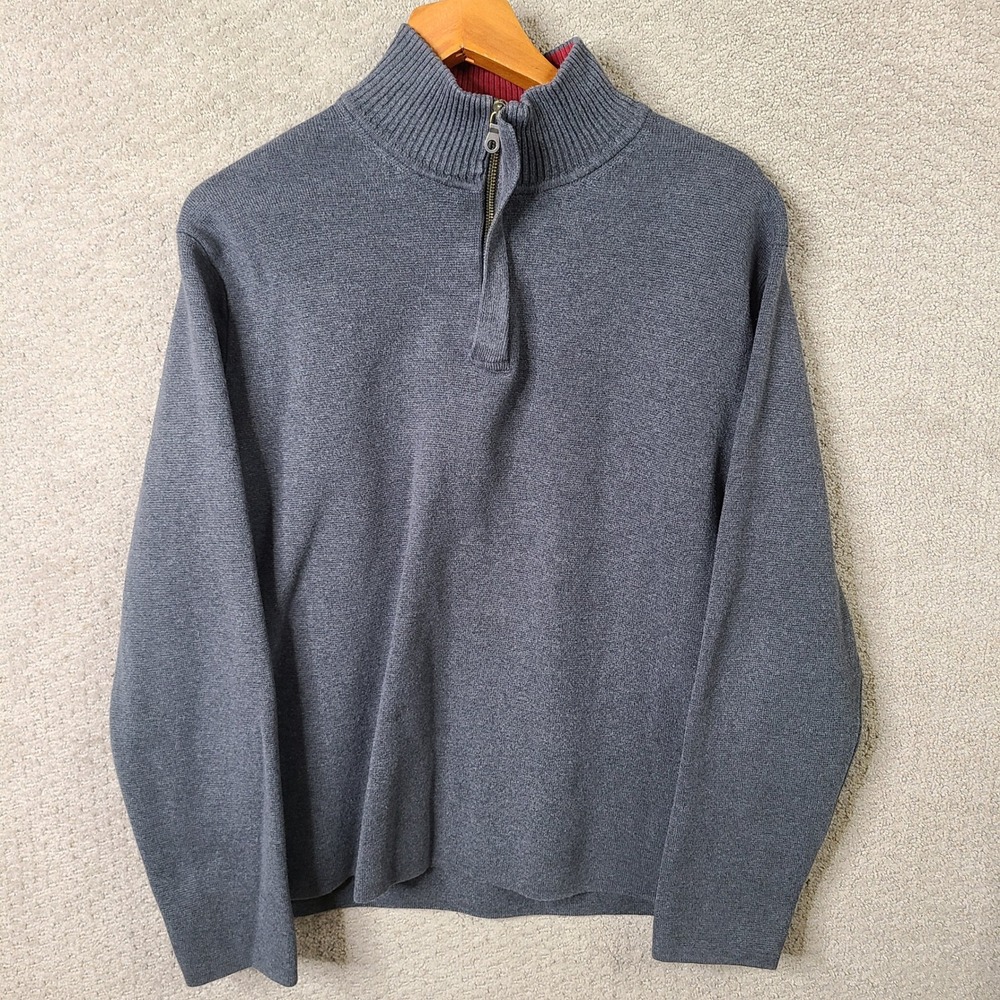 Gap Sweater Mens Large Gray‎ Quarter Zip Pullover Cotton Long Sleeve Casual